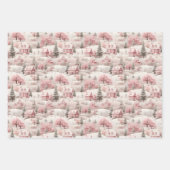 Feuille De Papier Cadeau Vacances de Noël Pink Retro (Devant 2)