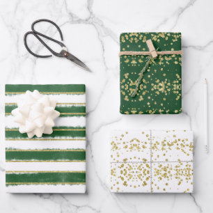 Feuille De Papier Cadeau Vacances de Noël Vert Vert Élégant