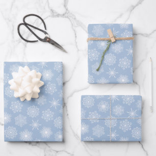 Feuille De Papier Cadeau Vacances d'hiver Elégant Blue Snowflakes Noël