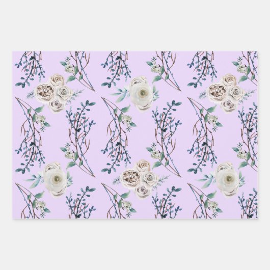 Feuille De Papier Cadeau Vacances d'hiver mariage rose motif sage (Devant)