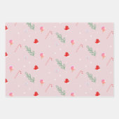 Feuille De Papier Cadeau Vacances d'hiver rose vert (Devant 3)