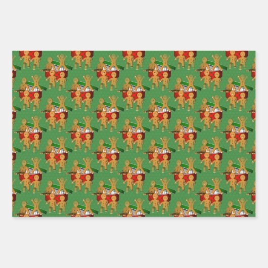 Feuille De Papier Cadeau Vacances Échapper Gingerbread Cookies mignons   (Devant 2)