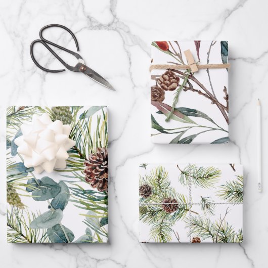 Feuille De Papier Cadeau Vacances Forêt de Bois (Recto)