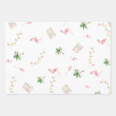 Feuille De Papier Cadeau Vacances Noël Côte Flamant rose de plage Palmtree (Devant 2)
