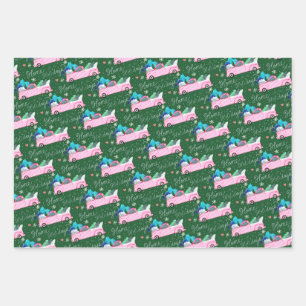 Feuille De Papier Cadeau Vacances - pingouins, camions, pain d'épices