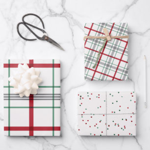 Feuille De Papier Cadeau Vacances plaid rouge et vert