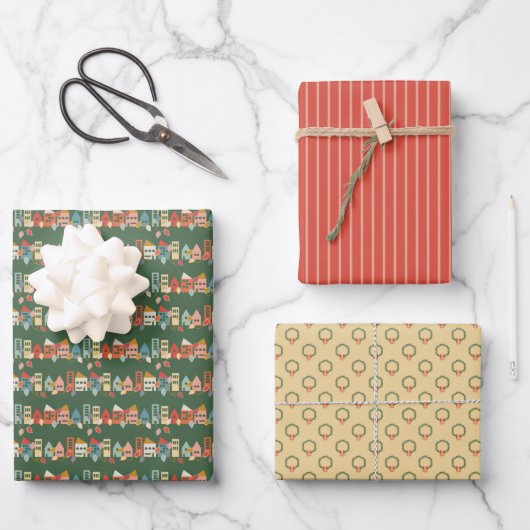 Feuille De Papier Cadeau Vacances Rétro (Recto)