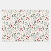 Feuille De Papier Cadeau Vacances Verdure Berries Stars Pays (Devant)