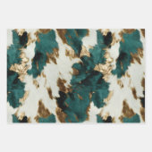 Feuille De Papier Cadeau Vache blanche de l'Ouest Emerald Gold (Devant)