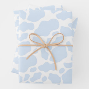 Feuille De Papier Cadeau Vache bleu clair Pastel esthétique