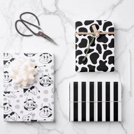 Feuille De Papier Cadeau Vache drôle (Recto)