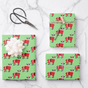 Feuille De Papier Cadeau Vache Père Noël Novelty Christmas