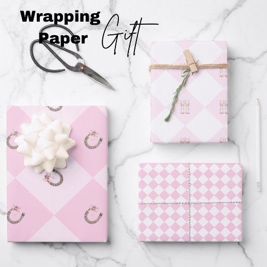Feuille De Papier Cadeau Vachère Coquette Rose Western