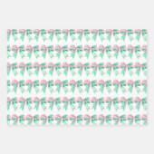 Feuille De Papier Cadeau Vaches florales roses et turquoise (Devant 3)
