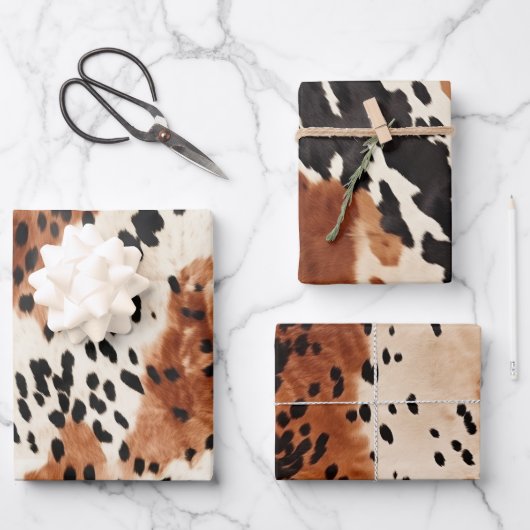 Feuille De Papier Cadeau Vachette animale à la crème Brown (Recto)