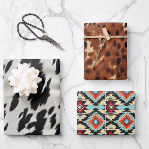 Feuille De Papier Cadeau Vachette de la ferme Western