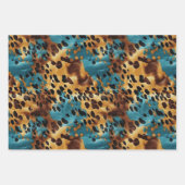 Feuille De Papier Cadeau Vachette d'or bleu occidental (Devant 2)