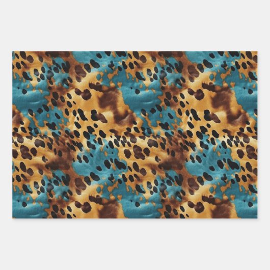 Feuille De Papier Cadeau Vachette d'or bleu occidental (Devant 2)