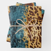 Feuille De Papier Cadeau Vachette d'or bleu occidental (En situation)