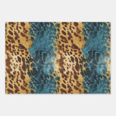 Feuille De Papier Cadeau Vachette d'or bleu occidental (Devant)