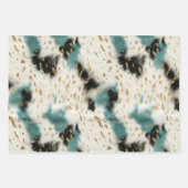 Feuille De Papier Cadeau Vachure d'or blanc turquoise (Devant 3)