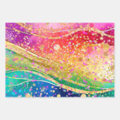 Feuille De Papier Cadeau Vague arc-en-ciel avec Confetti (Devant)