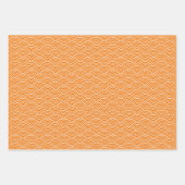 Feuille De Papier Cadeau Vague japonaise moderne orange noir blanc géométri (Devant)