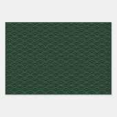 Feuille De Papier Cadeau Vague japonaise moderne verte noire blanche (Devant 2)