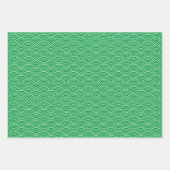 Feuille De Papier Cadeau Vague japonaise moderne verte noire blanche (Devant)