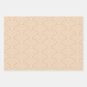 Feuille De Papier Cadeau Vague japonaise Seigaiha | Camel neutre beige (Devant)