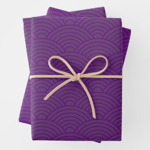 Feuille De Papier Cadeau Vague japonaise Seigaiha   Grimace violet