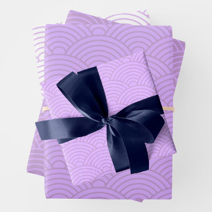 Feuille De Papier Cadeau Vague japonaise Seigaiha Liliac Purple
