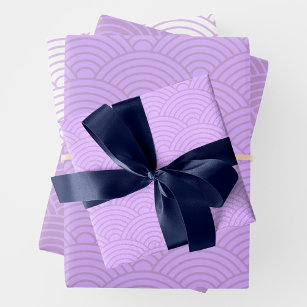 Feuille De Papier Cadeau Vague japonaise Seigaiha   Liliac Purple