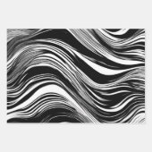 Feuille De Papier Cadeau Vague noire et blanche Abstraite (Devant 2)