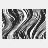 Feuille De Papier Cadeau Vague noire et blanche Abstraite (Devant)