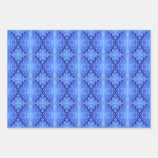 Feuille De Papier Cadeau Vagues bleues réfléchissantes Moderne Design abstr (Devant)
