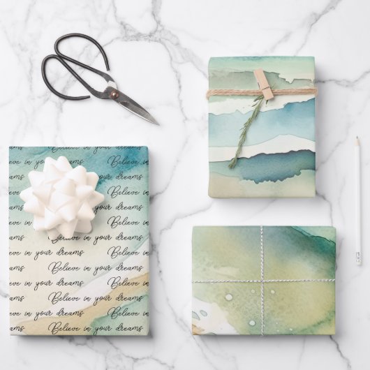 Feuille De Papier Cadeau Vagues d'océan de plage (Recto)