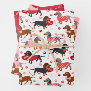 Feuille De Papier Cadeau Valentine Dachshund
