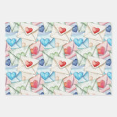 Feuille De Papier Cadeau Valentine Envelopes and Hearts (Devant 3)
