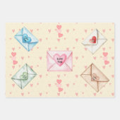 Feuille De Papier Cadeau Valentine Envelopes and Hearts (Devant)