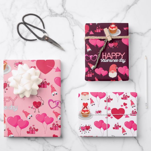 Feuille De Papier Cadeau Valentine Hearts (Recto)