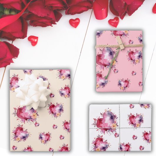 Feuille De Papier Cadeau Valentine Splash of Hearts Motif