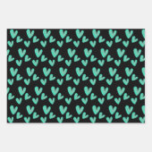 Feuille De Papier Cadeau Valentines Coeurs Peints à la main Aquarelle (Devant 3)