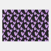 Feuille De Papier Cadeau Valentines Coeurs Peints à la main Aquarelle (Devant)