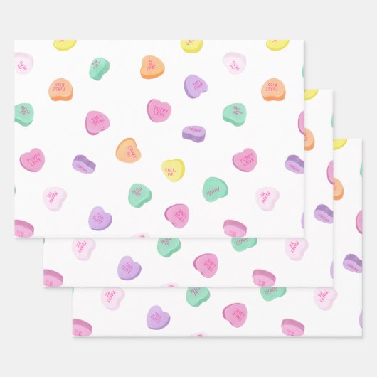 Feuille De Papier Cadeau Valentines Day Candy Hearts Motif (Lot)