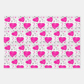 Feuille De Papier Cadeau Valentines Day Coeurs roses Ennuis dans Baisers (Devant 2)