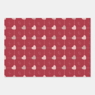 Feuille De Papier Cadeau Valentines Day Hearts & X & O's Wrapping Paper