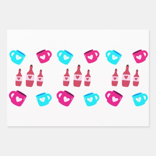 Feuille De Papier Cadeau Valentine's Day Mugs and Bottles  (Devant 2)