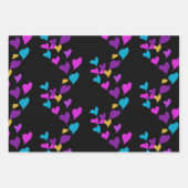 Feuille De Papier Cadeau Valentines Day Neon Hearts Motif (Devant 3)