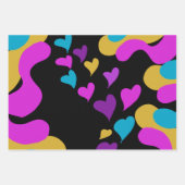 Feuille De Papier Cadeau Valentines Day Neon Hearts Motif (Devant)